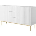 Komoda Nicole 150 se třemi zásuvkami - Meble Bogart Bílá / Zlatá 150x84 cm