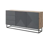 Komoda Asha 167 se šuplíky na kovovém podstavci - Meble Bogart Artisan-river stone mat 167x81 cm