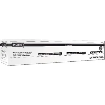 Patch panel Digitus CAT 5e, patch panel třídy D, stíněný, 16 portů RJ45, 8P8C, LSA, 1U, montáž do stojanu, šedá, 482x44x109 DN-91516S