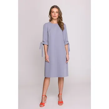 Dámské šaty Elegantní áčkové šaty s vázáním na rukávech Stylove S393 šedé EU velikost: M