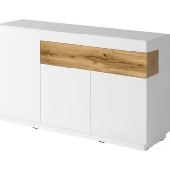 Komoda Komoda Silke - Helvetia Bílá / Bílý Lesk / Dub Wotan 150x85 cm