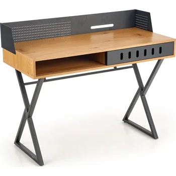 Funkční psací stůl do kanceláře nebo pracovny B-43 - Halmar Dub Zlatý / Černá 110x90 cm