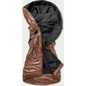 Dámská vesta Dámská lesklá vesta v karamelové barvě s kapucí J5241 SWEST, odstíny hnědé XXL (44) i392_21441-48