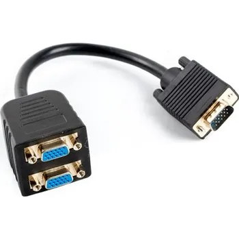 Video kabel LANBERG adaptér VGA (M) na 2x VGA (F) kabel 20cm, černý AD-0020-BK