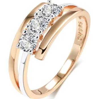 Prsten Luxusní prsten s kameny pozlacený 14K zlatem KI915 Barva (Varianta): Z1083, Velikost prstenu: 7 (54,3 mm)