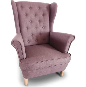 Křeslo Elegantní čalouněné křeslo s prošíváním do obývacího pokoje Ušák - Lebex Meble terra 61, Rovné Nožičky Buk 80x104 cm