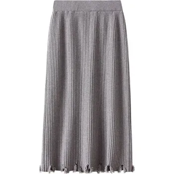 Dámská sukně Žebrovaná sukně s oděrkami Barva: Šedá, Velikost: ONE SIZE