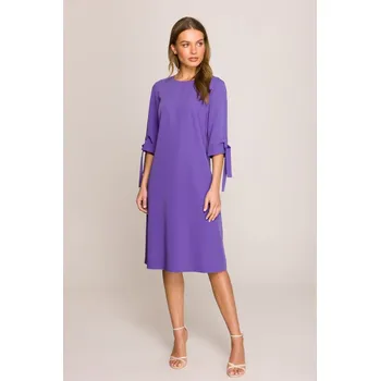Dámské šaty Elegantní áčkové šaty s vázáním na rukávech Stylove S393 fialové EU velikost: XL