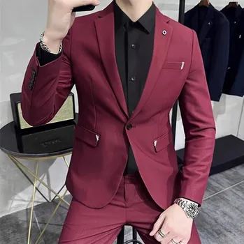 Pánský oblek Pánský oblek pro každou příležitost MC229 Velikost: L, Barva (Varianta): Sada 2 ks vínově červená