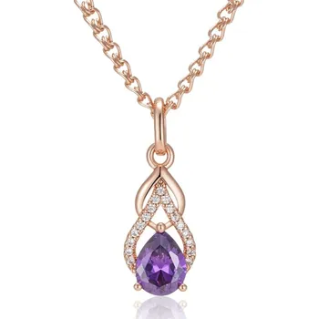 Náhrdelník Luxusní náhrdelník s kameny pozlacený 14K zlatem KI771 Barva (Varianta): H2075Purple