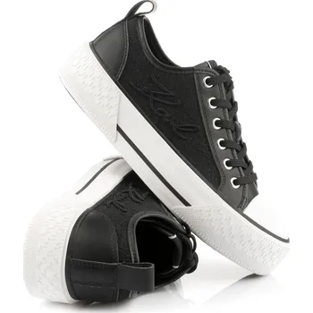Dámská obuv TENISKY KARL LAGERFELD KAMPUS MAX III AUTOGRAPH LACE LO BLACK LTHR & TEXTILE