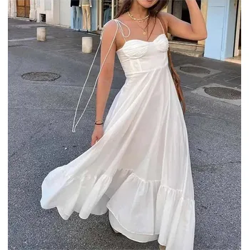 Dámské šaty Letní maxi šaty s korzetovým topem Barva: Bílá, Velikost: 2XL