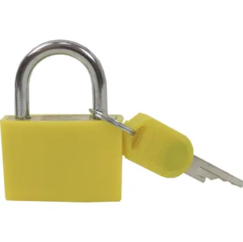 Visací zámek TOPTRADE zámek visací, žlutý, 30 mm – 2 klíče (TOPTRADE zámek visací, žlutý, 30 mm)