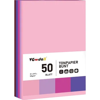 Papír pro tiskárny Barevný papír A4 120 g/m2 pro umělecké skicování, 5 barev, 50 Ks