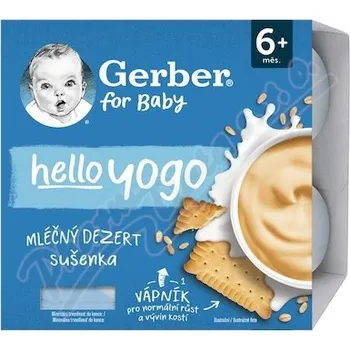 Kojenecká výživa Gerber Hello yogo ml.dezert sušenkový 4x100g 6M+