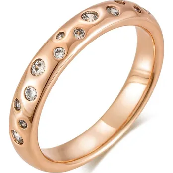 Prsten Luxusní prsten s kameny pozlacený 14K zlatem KI930 Barva (Varianta): white, Velikost prstenu: 8 (57,1 mm)