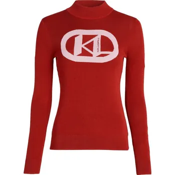 Dámský svetr SVETR KARL LAGERFELD LOGO TURTLENECK RED/PINK