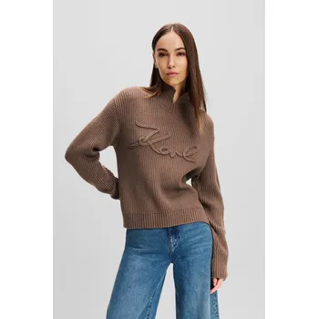 Dámský svetr ROLÁK KARL LAGERFELD SOUTACHE SIGNATURE CHUNKY KNIT BEIGE
