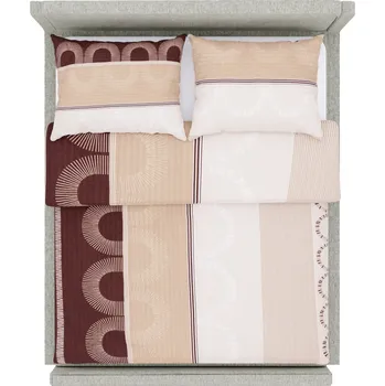 Povlečení Tegatex Povlečení bavlna - hnědé kruhy 70*90 cm, 140*200 cm