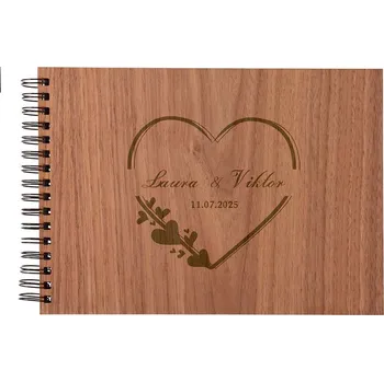 Fotoalbum Dřevěné svatební fotoalbum - srdce Zvolte variantu: Ořech