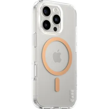 Pouzdro na mobilní telefon PanzerGlass® CARE kryt Apple iPhone 16 Pro MagSafe Urban Combat čirý/broskvový