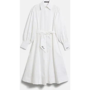 Dámské šaty ŠATY KARL LAGERFELD KARL SHIRT DRESS BLACK TEXTURED LTHR