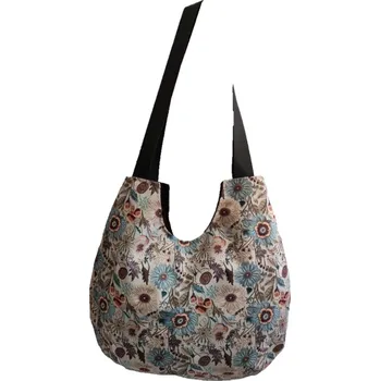 Dámská taška přes rameno květinový motiv béžová