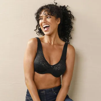 Dámská móda Podprsenka pro ženy s velkým poprsím, s kosticemi černá 80D