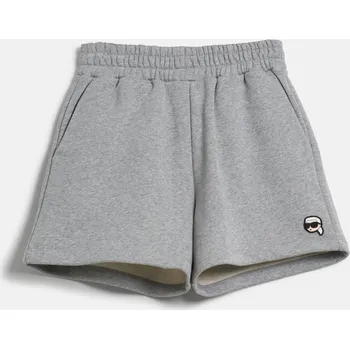 Dámské kraťasy ŠORTKY KARL LAGERFELD IKON PATCH SWEATSHORTS LIGHT GREY MELANGE