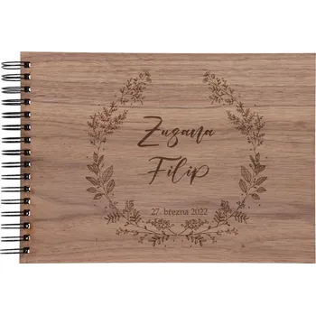 Fotoalbum Dřevěné svatební fotoalbum - květinový věnec Zvolte variantu: Ořech