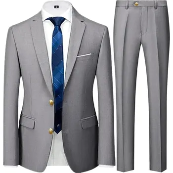 Svatební pánský oblek MC120 Velikost: 2XL, Barva (Varianta): 2 ks sada světle šedá