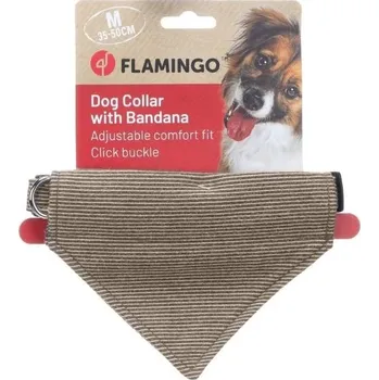 Obojek pro psa Obojek FLAMINGO Herbert se šátkem světle hnědý (M) 2x35-50cm