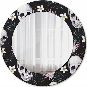 Zrcadlo Nástěnné Zrcadlo Rám Glamour Květiny lebky 50 cm