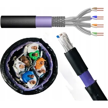 Síťový kabel Internetový kabel LAN stíněný S/FTP kat.7 pro venkovní použití, zemní, drát, 25 m