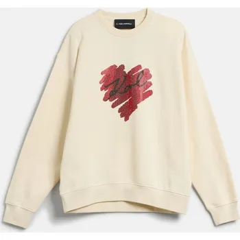 Dámská mikina MIKINA KARL LAGERFELD HEARTS RS SWEATSHIRT CANNOLI CREAM