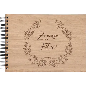 Fotoalbum Dřevěné svatební fotoalbum - květinový věnec Zvolte variantu: Dub