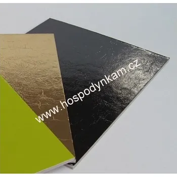 Tác na dort kartonový zlato-černý 25x35cm