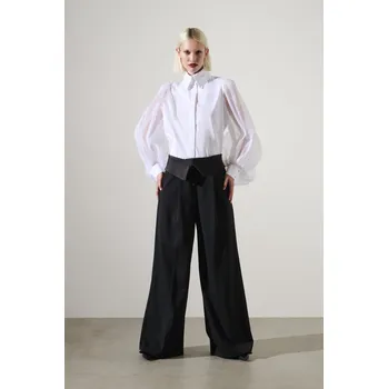 KALHOTY KARL LAGERFELD TAILORED WIDE LEG PANTS BLACK