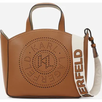 Kabelka KABELKA KARL LAGERFELD K/CIRCLE SM TOTE PERFORATED DARK TAN