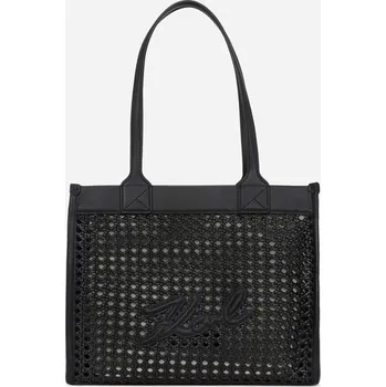 Kabelka KABELKA KARL LAGERFELD K/SKUARE MD TOTE WOVEN BLACK-NICKEL