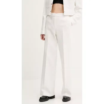 Dámské kalhoty Kalhoty HUGO dámské, béžová barva, jednoduché, high waist, 50538128 01X, vel. 38