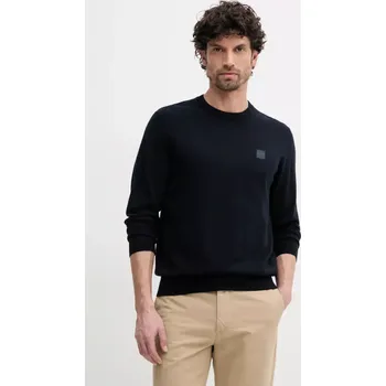 Pánský svetr Svetr z vlněné směsi BOSS Orange Kanovano_S pánský, tmavomodrá barva, lehký, 50527583 59X, vel. L