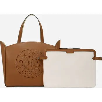 Kabelka KABELKA KARL LAGERFELD K/CIRCLE TOTE WITH POUCH PERF DARK TAN