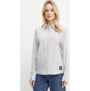 Pánská košile Bavlněná košile Patrizia Pepe šedá barva, regular, s klasickým límcem, 2C1636 A569 2C1636.A569 09X, vel. 40