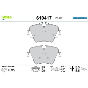 Brzdová destička Sada brzdových destiček, kotoučová brzda VALEO 610417