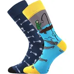Fuski Boma Voxx DOBLE Pánské klasické crazy ponožky modrá rybář