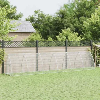 Klec pro kuřata stříbrná 300 x 105 x 120 cm pozinkovaná ocel