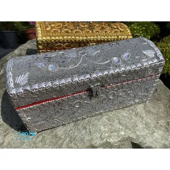 Šperkovnice Velká zdobená indická šperkovnice truhlička zlatá, stříbrná Stříbrná