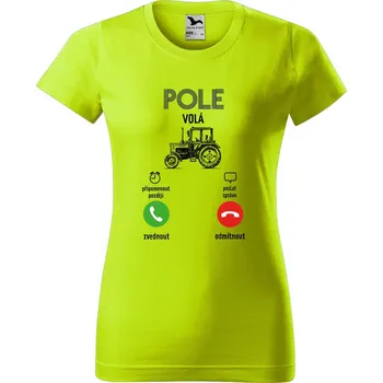 Dámské oblečení DOBRÝ TRIKO Dámské tričko Pole volá Barva: Limetková, Velikost: XL