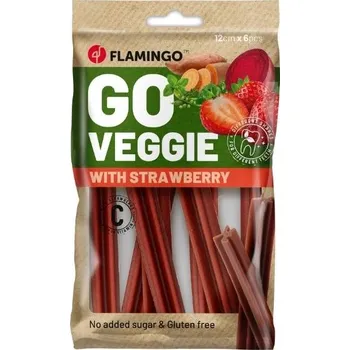 Pamlsek pro psa FLAMINGO Go Veggie tyčky s jahodami 78g (6ks)